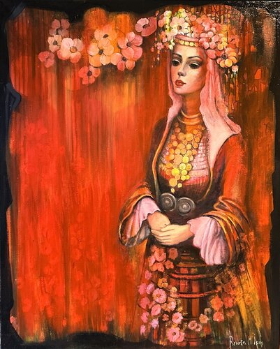 " Woman in Red " by Reneta Isin, Painting for Sale on Select