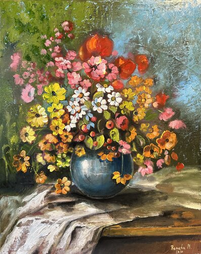 Still Life with Flowers by Reneta Isin, Painting for Sale on Select