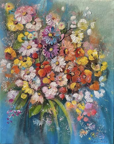 " Abstract Flowers " by Reneta Isin, Painting for Sale on Select