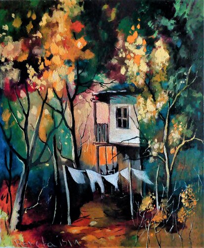 " Forest House " by Reneta Isin, Painting for Sale on Select