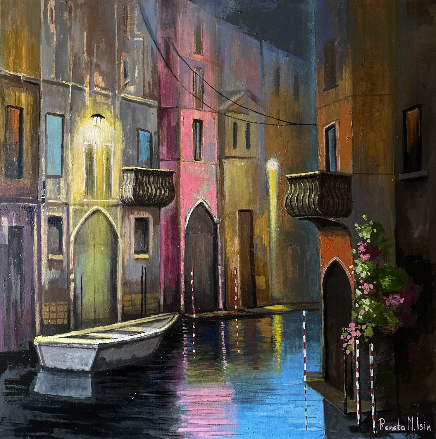 Evening in Venice - Italy Reneta Isin Original painting for sale