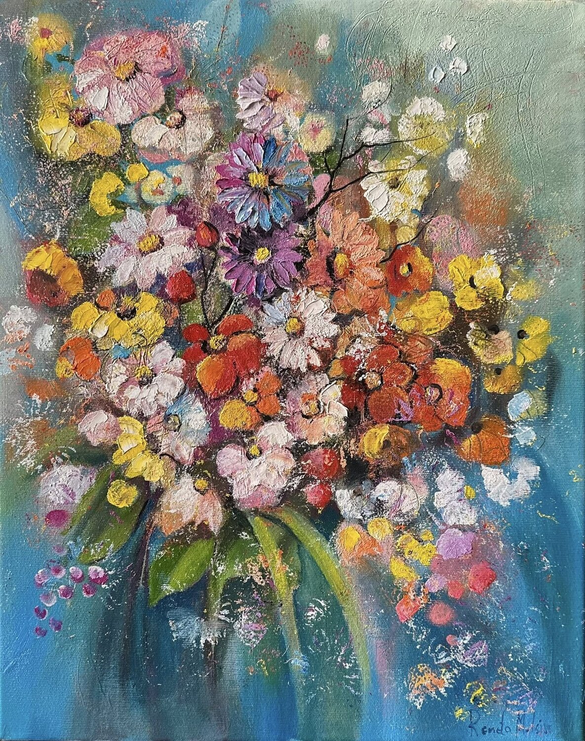 " Abstract Flowers " Reneta Isin Original painting for sale