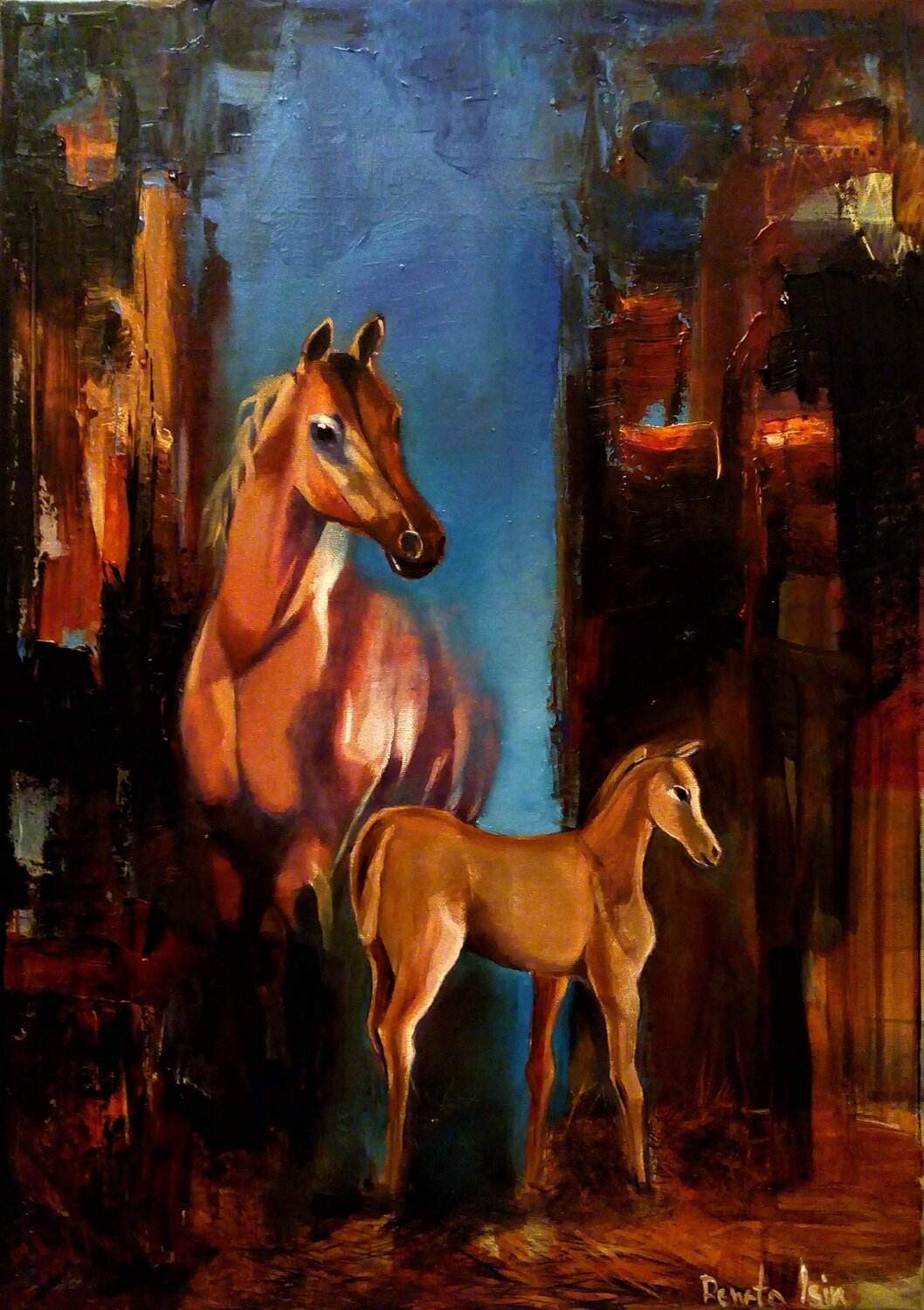Horses Family Reneta Isin Original painting for sale