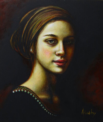 SORTIE DE L'OMBRE - Portrait d'Isabelle d'Este by Aldehy, Painting for Sale on Select