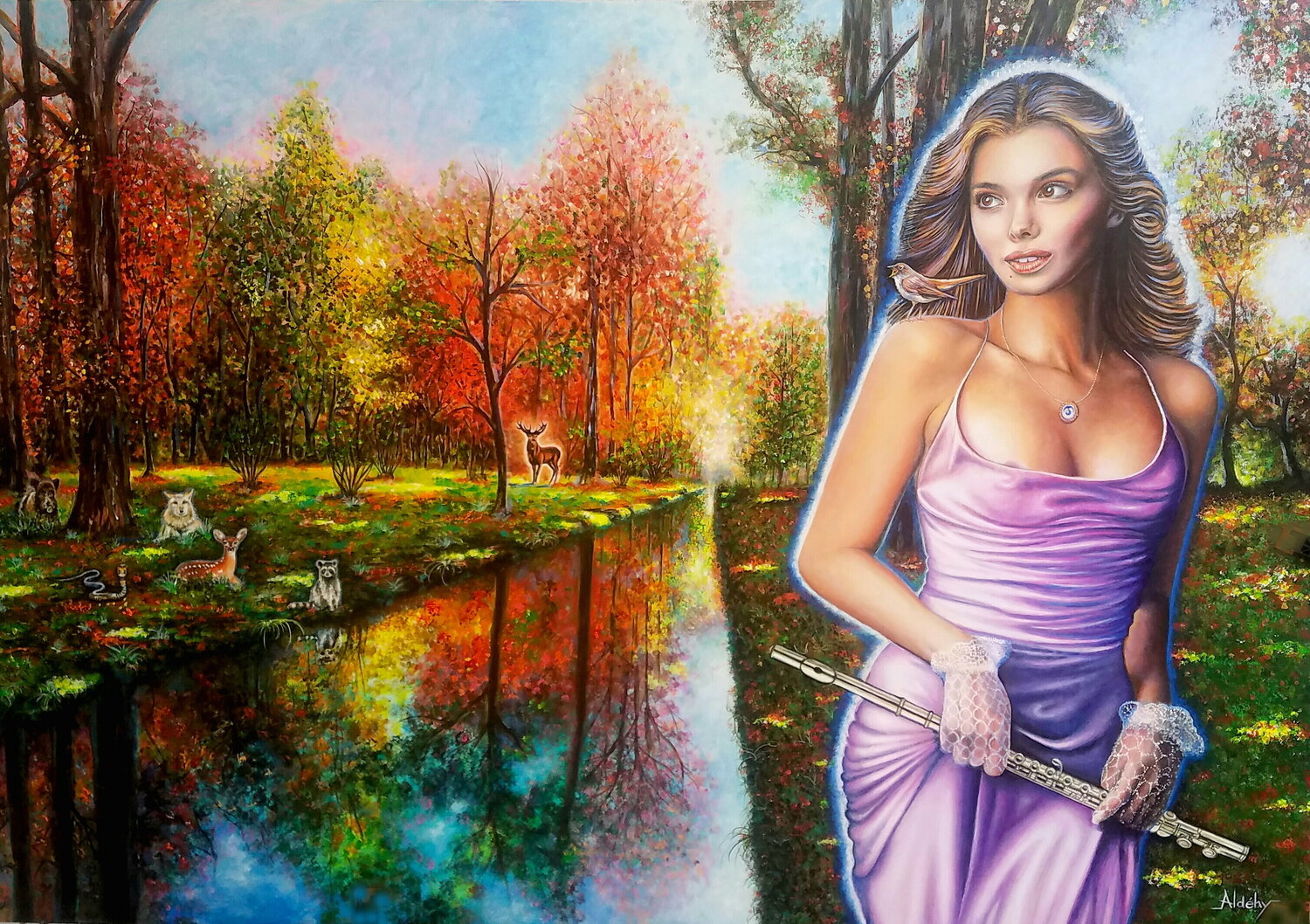 DES AILES ET DES BOIS. Aldehy Original painting for sale