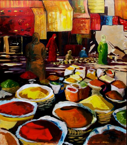Marché aux epices by Patrick Briere, Painting for Sale on Select