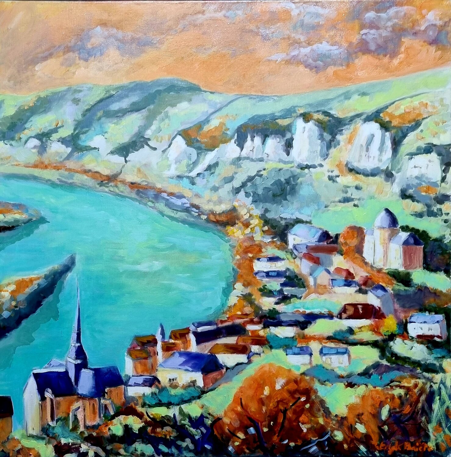 Les Andelys Patrick Briere Original painting for sale