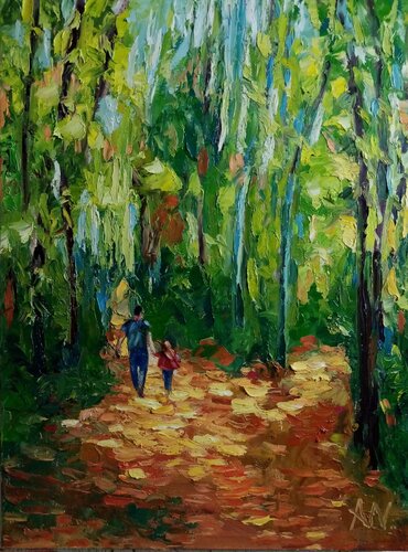 SPAZIERGANG IM HERBSTWALD by Alexander Wotschel, Painting for Sale on Select