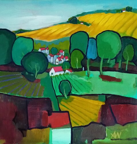 Landschaft-Dorf in Sauerland by Alexander Wotschel, Painting for Sale on Select