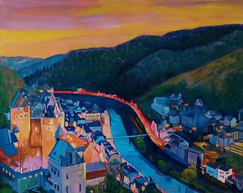 Burg Altena, Abend by Alexander Wotschel, Painting for Sale on Select