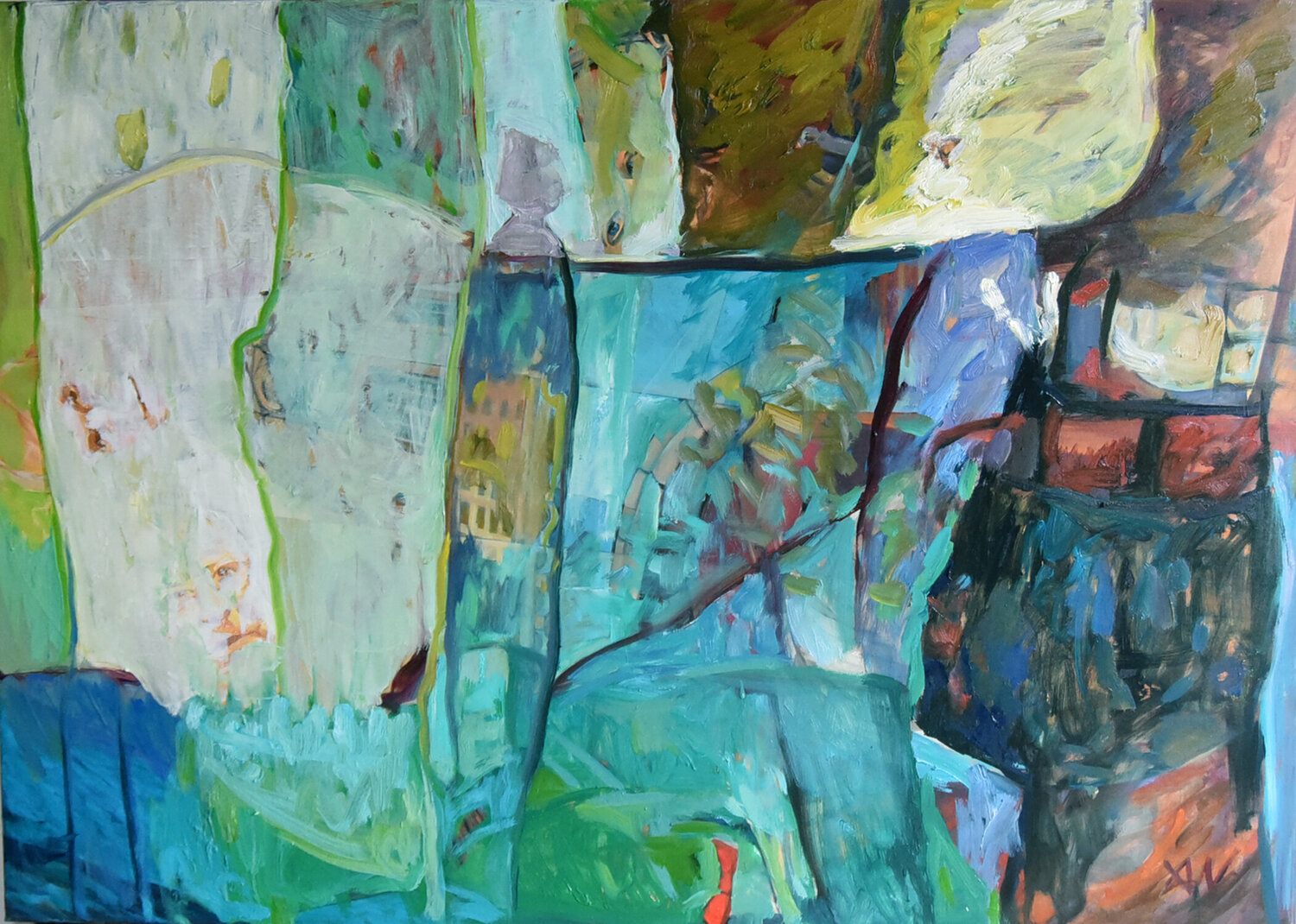 GEDANKEN GEGEN HELLGRÜNES LICHT KUNST Alexander Wotschel Original painting for sale