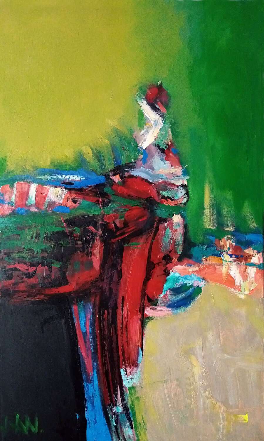 " ABSTRAKT - FEUER VOGEL " Alexander Wotschel Original painting for sale