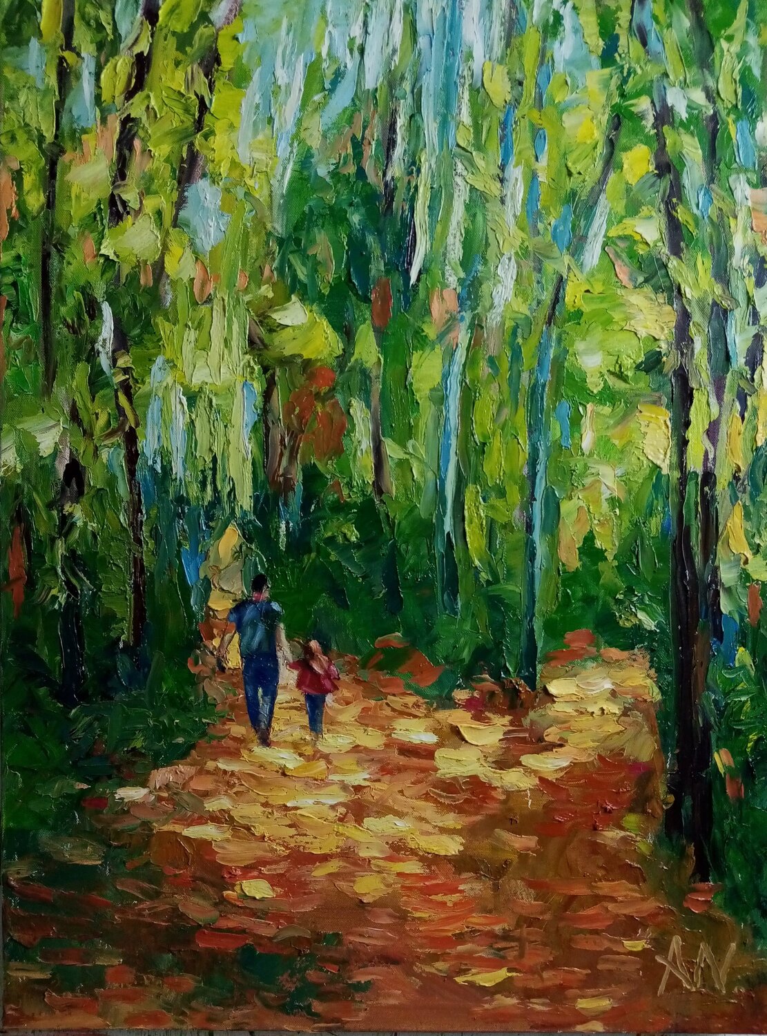 SPAZIERGANG IM HERBSTWALD Alexander Wotschel Original painting for sale