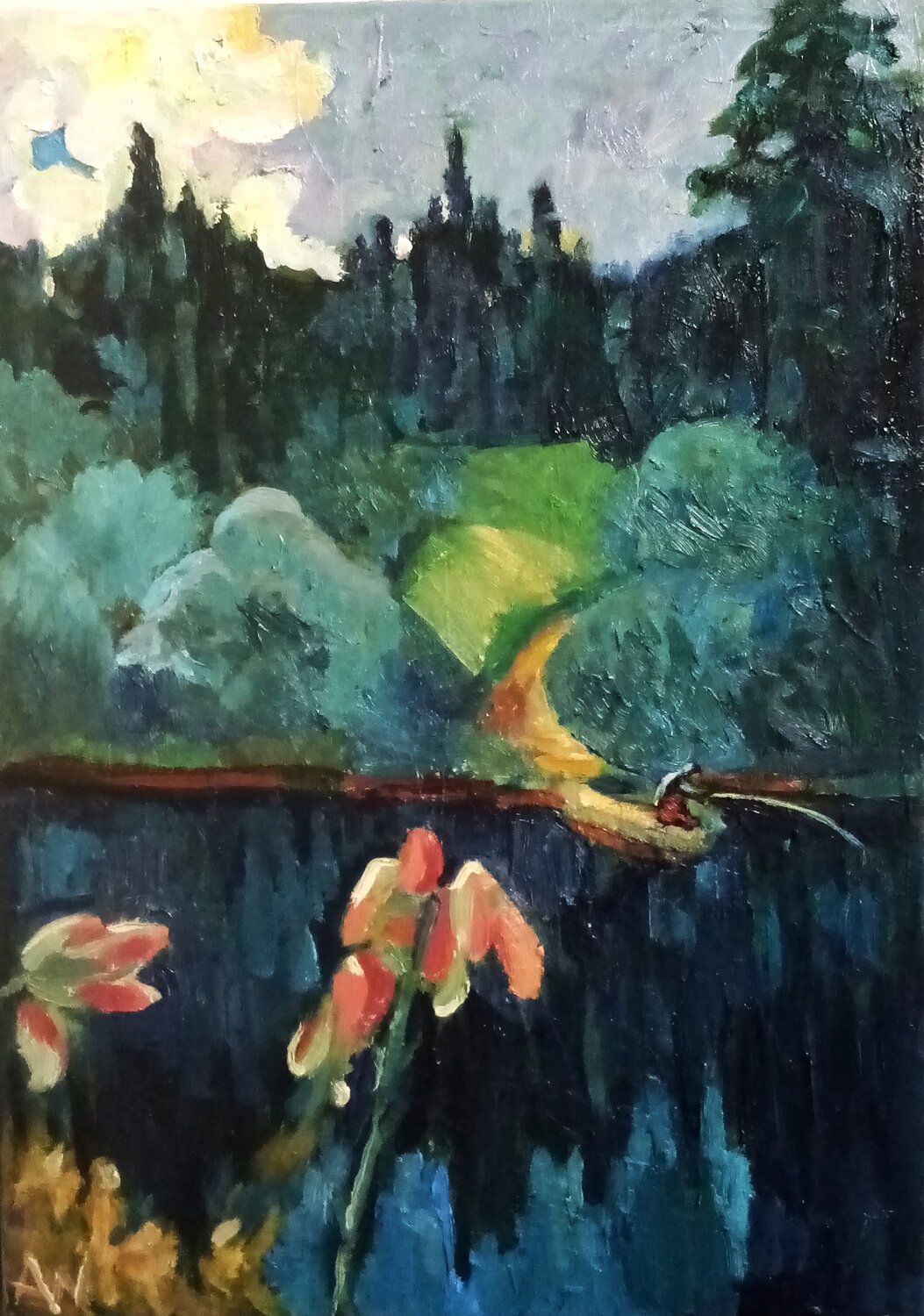 Am Teich im Wald Alexander Wotschel Original painting for sale