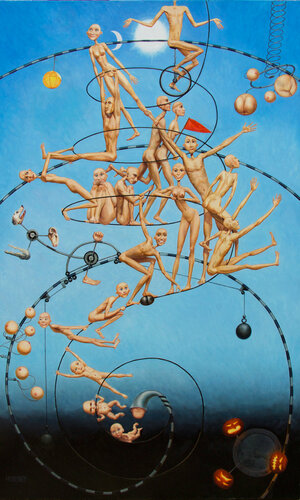 La machine à  grandir by Myriam Feuilloley, Painting for Sale on Select