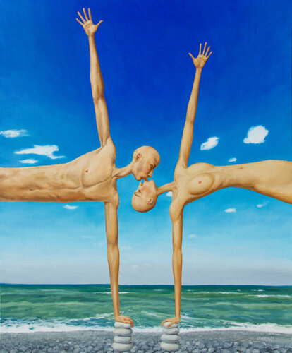 Les amoureux de la plage by Myriam Feuilloley, Painting for Sale on Select