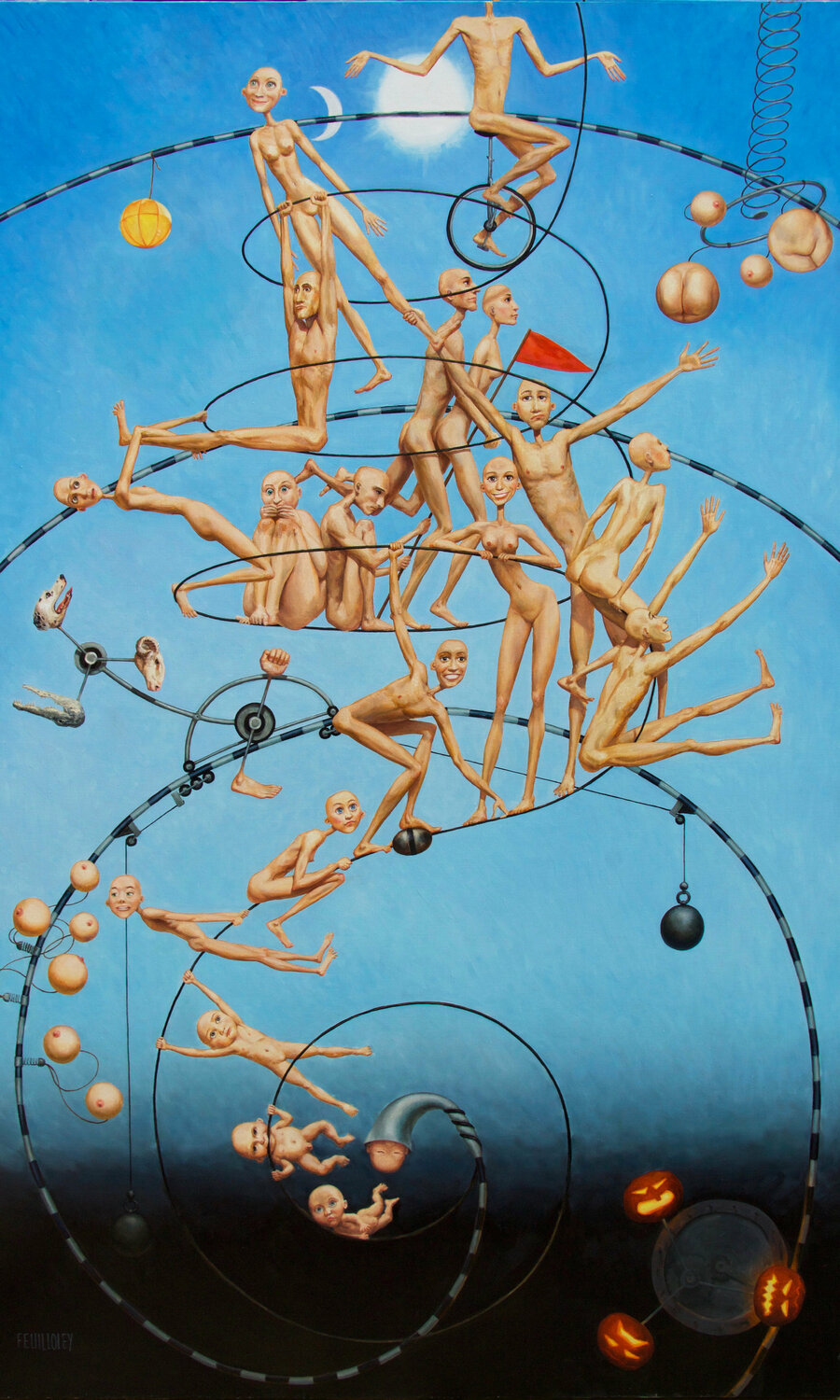 La machine à  grandir Myriam Feuilloley Original painting for sale
