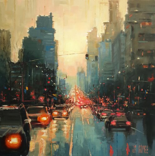 VIDA EN LA CIUDAD by Juan Francisco Gomez Cambronero, Painting for Sale on Select