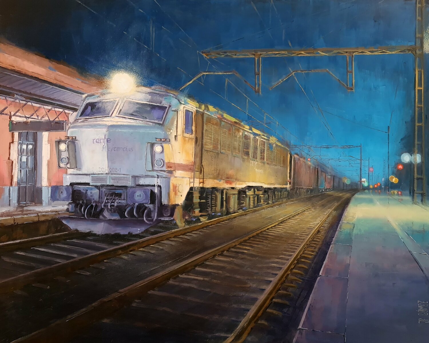 TREN NOCTURNO Juan Francisco Gomez Cambronero Original painting for sale