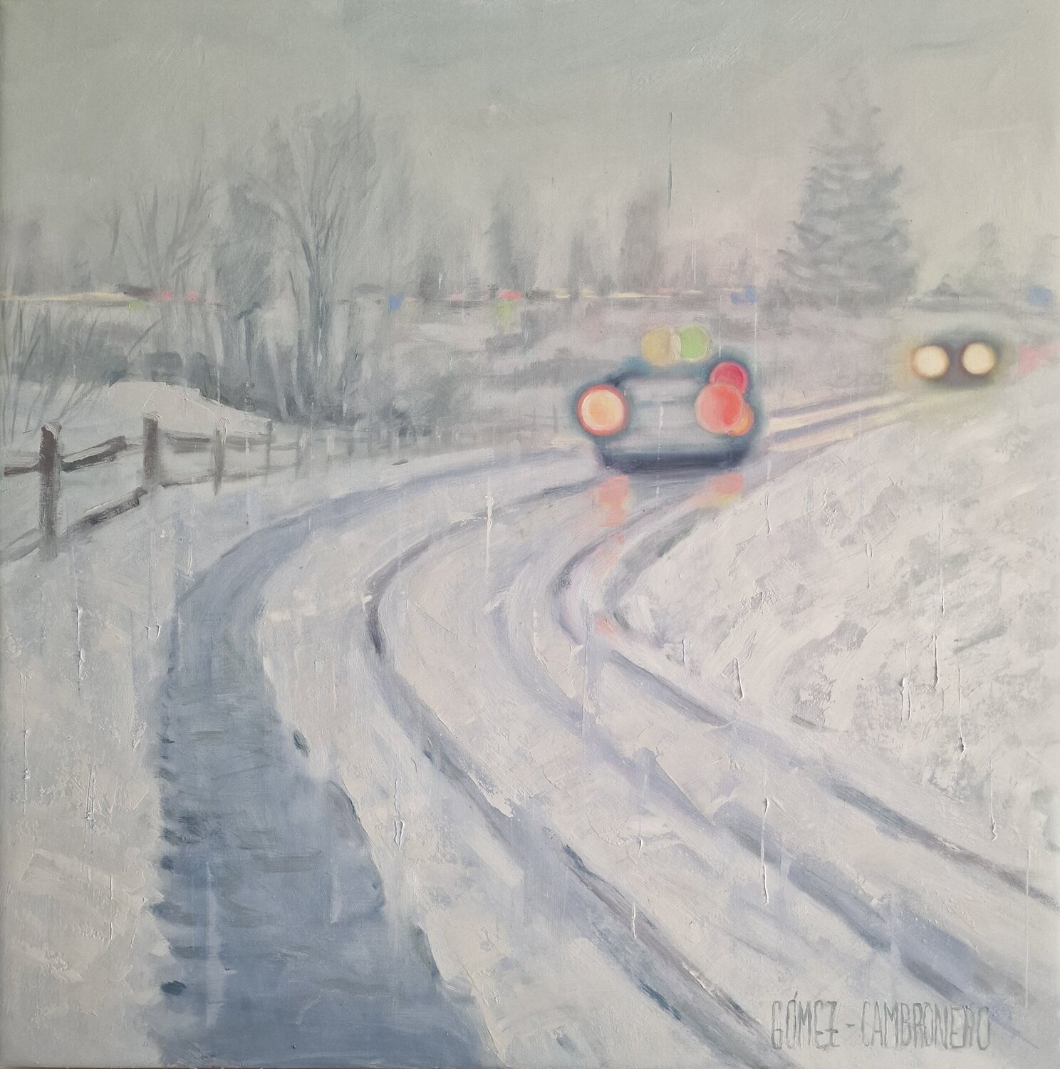 LUCES EN LA NIEVE Juan Francisco Gomez Cambronero Original painting for sale