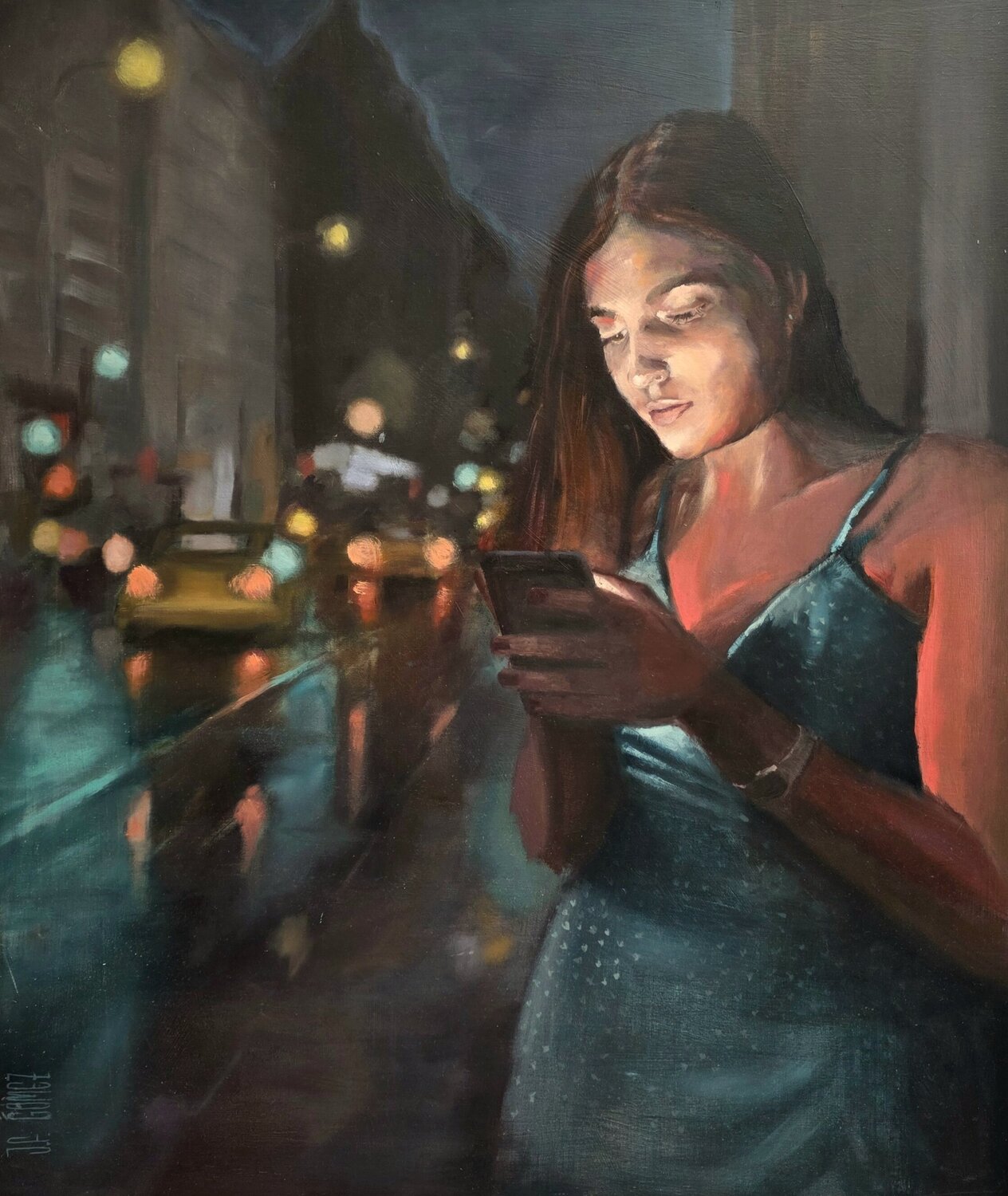 NIGHT MESSAGE Juan Francisco Gomez Cambronero Original painting for sale