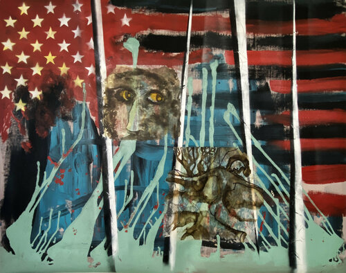 F-29 - STARS AND STRIPES - CLIMATE CHANGE by Aleks Rosenberg, Painting for Sale on Select