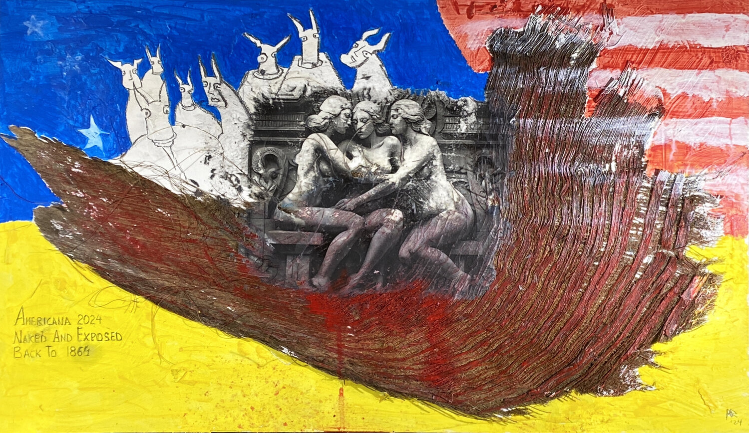 AMERICANA 2024 NAKED AND EXPOSED BACK TO 1864 Aleks Rosenberg Original painting for sale