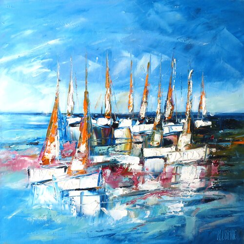 Bateaux sur la mer von Michaël Lefèvre, Malerei kaufen auf Select