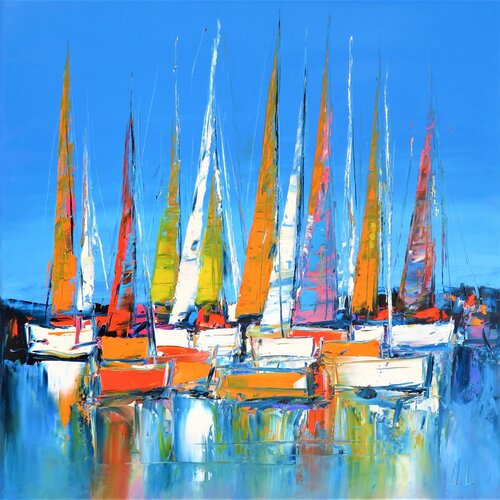 Des bateaux et des voiles von Michaël Lefèvre, Malerei kaufen auf Select