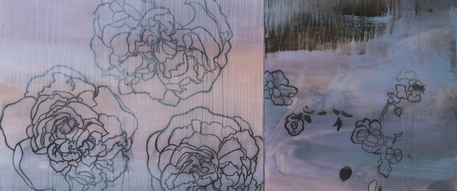 Moonstorm/English Rose (Diptych) Anna Jaap Original painting for sale