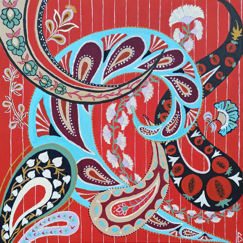 Red Paisley by Berit Bredahl, Painting for Sale on Select