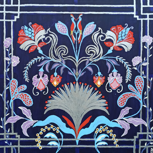 <night in the Garden of precious Flowers by Berit Bredahl, Painting for Sale on Select