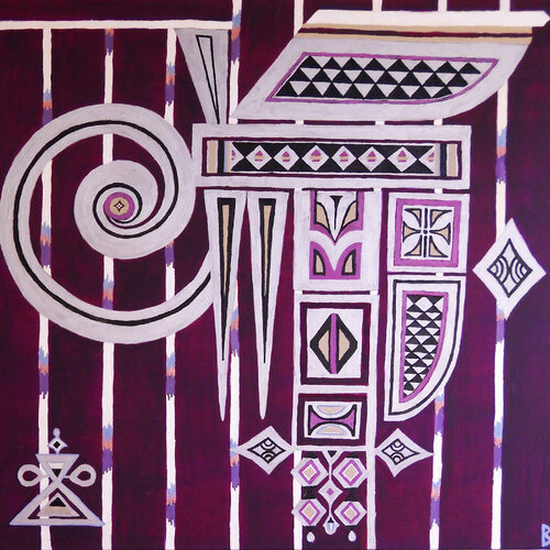 YORUBA - Tribal Chief's Costume (detail ) by Berit Bredahl, Painting for Sale on Select