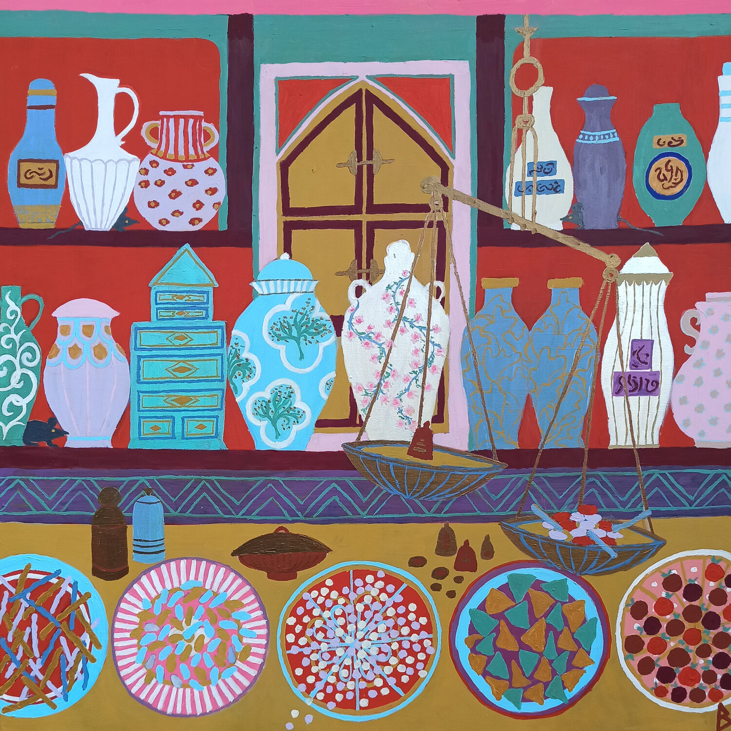 The old Drug Store Berit Bredahl Original painting for sale