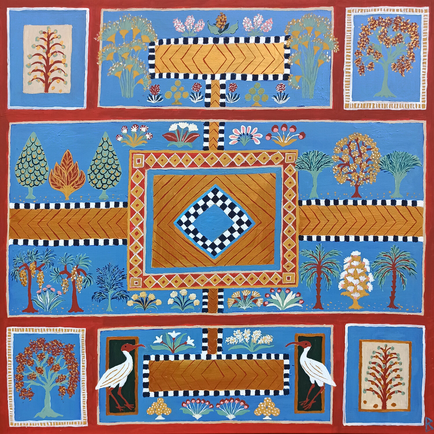 Blue Paradise Garden Berit Bredahl Original painting for sale
