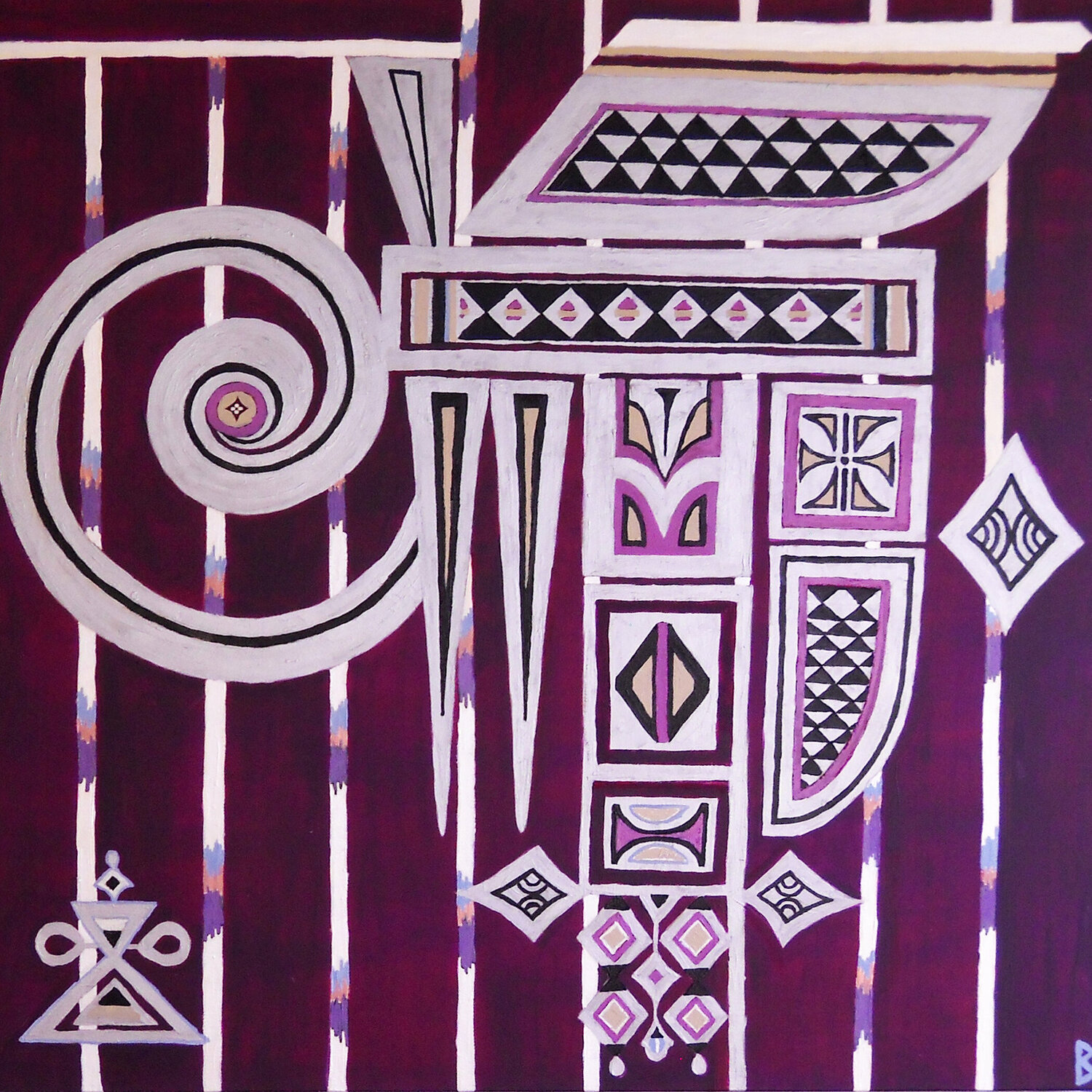 YORUBA - Tribal Chief's Costume (detail ) Berit Bredahl Original painting for sale