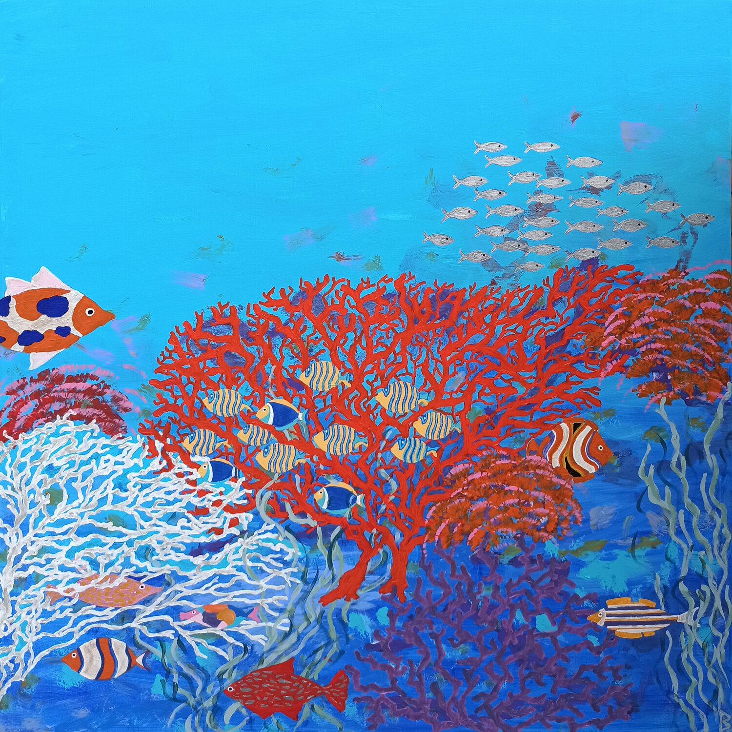Fish among Corals Berit Bredahl Original painting for sale