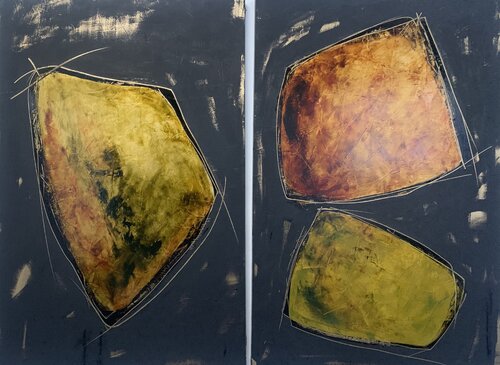 Noir Précieux Nr 2 - Paire by Kardesch, Painting for Sale on Select