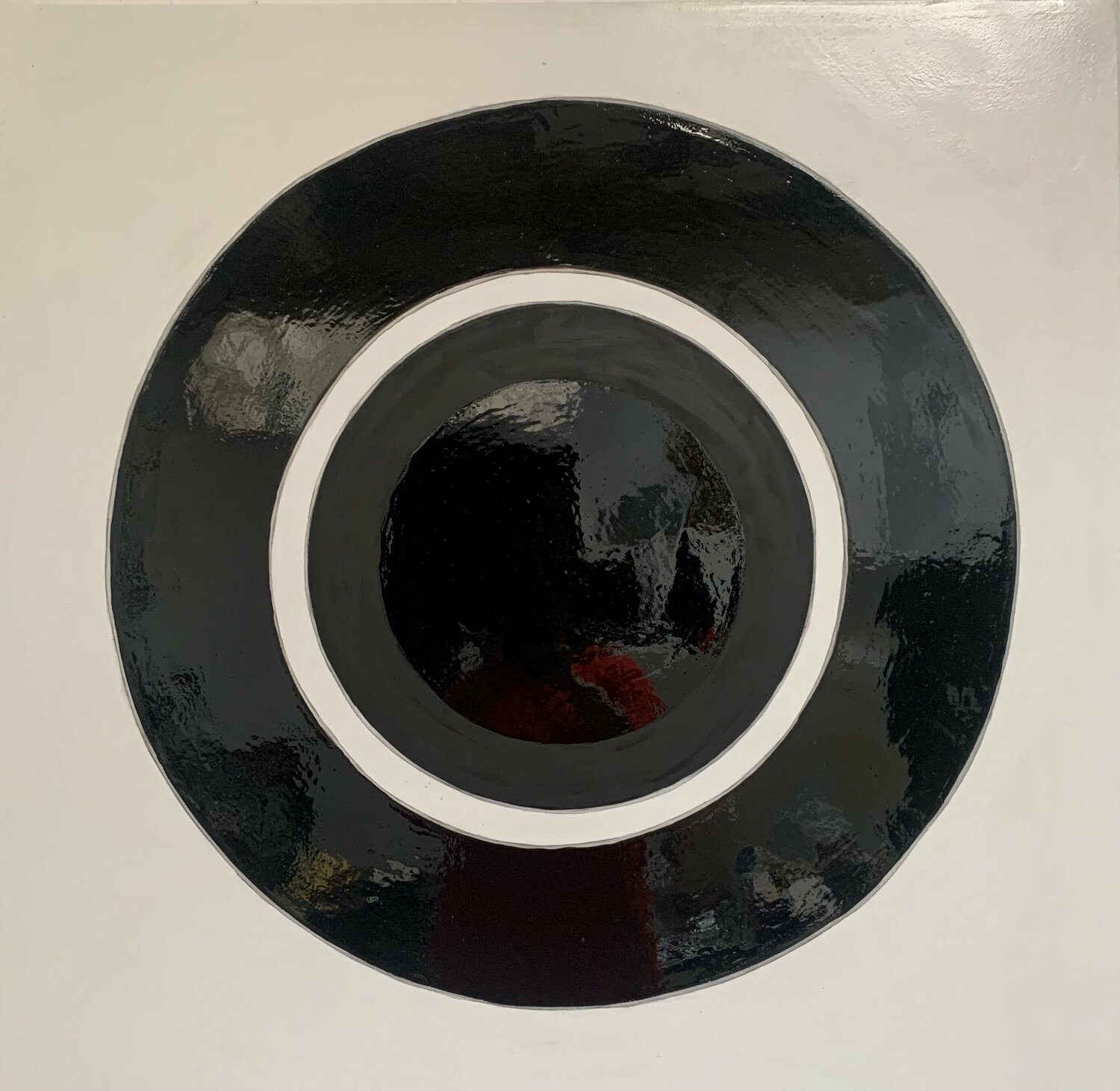 Noir Miroir - le Cercle  Noir et Blanc Kardesch Original painting for sale