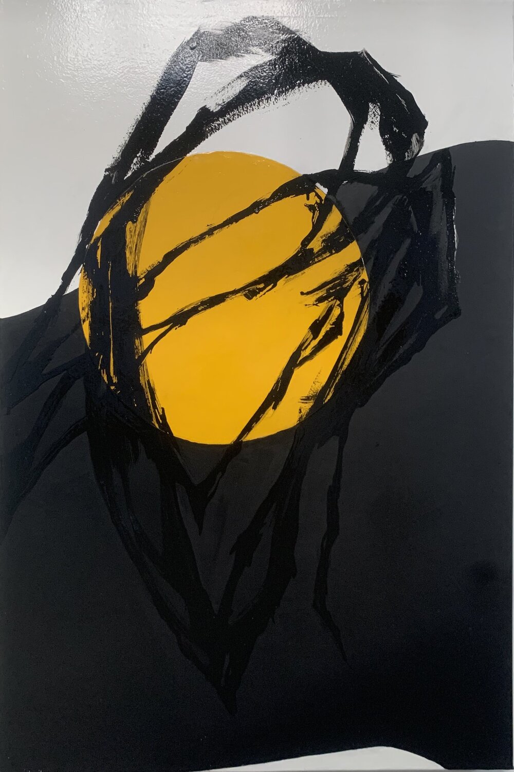 Noir miroir, jaune 2024 Kardesch Original painting for sale