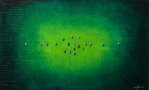 Analog Pixels / Serial Rectangles / 2021 / green / 180x110 by Danny Frede, Painting for Sale on Select