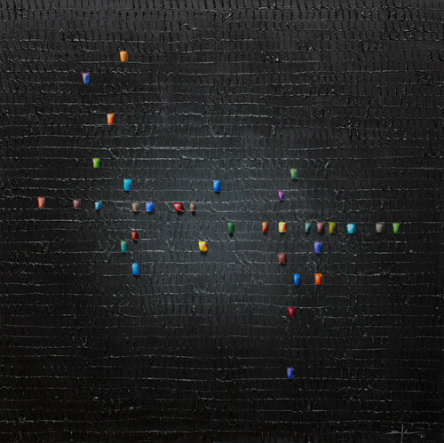 Serial Analog Pixels / 2021 / darkgrey / 120x120 by Danny Frede, Painting for Sale on Select