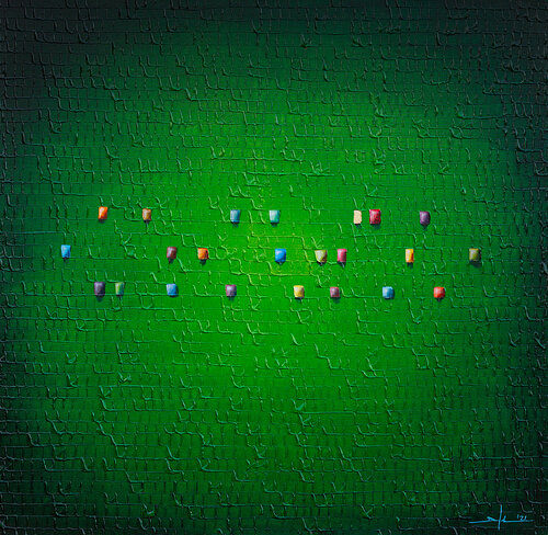 Serial Analog Pixels / 2021 / green / 120x120 / FCCV5 by Danny Frede, Painting for Sale on Select
