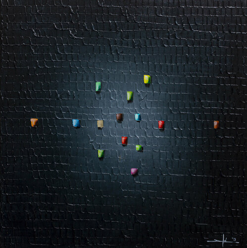 Serial Analog Pixels / 2021 / midgrey / 80x80 by Danny Frede, Painting for Sale on Select