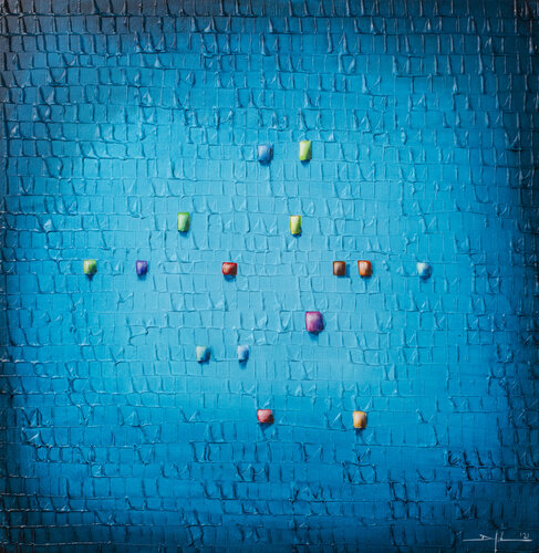 Serial Analog Pixels / 2021 / tuerkis 4 / 80x80 by Danny Frede, Painting for Sale on Select