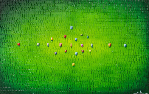 Serial Rectangles / 2021 / green 3 / 140 x 90 cm by Danny Frede, Painting for Sale on Select