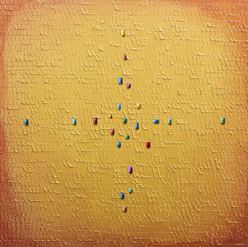 Analog Pixels / Serial Rectangles / 2022 / gold / 120x120 by Danny Frede, Painting for Sale on Select