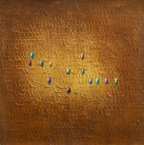 Analog Pixels / Serial Rectangles / 2022 / rust&gold / 80x80 / 4KD4F by Danny Frede, Painting for Sale on Select