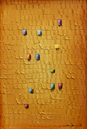 Analog Pixels / Serial Rectangles / 2022 / gold / 40x60 by Danny Frede, Painting for Sale on Select