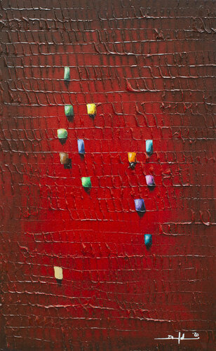 Serial Analog Pixels / 2020 / red / 60x100 by Danny Frede, Painting for Sale on Select